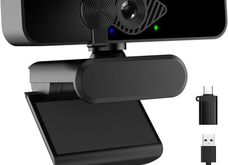 2K Ultra HD Webcam, Computer Camera, USB Webcam for PC Monitor Laptop Desktop – External Web Camera with Microphone, USB C Adapter, Privacy Cover for Video Conferencing, Streaming & Online Learning